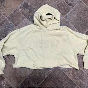 Essentials fear of god Pale Yellow cropped Hoodie